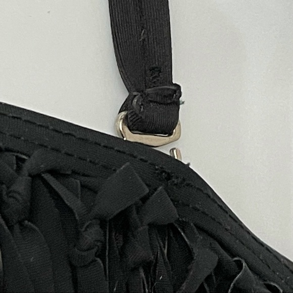 Guess Leopard Bandeau Bikini Top Only with Black Fringe Size Large - Picture 6 of 9